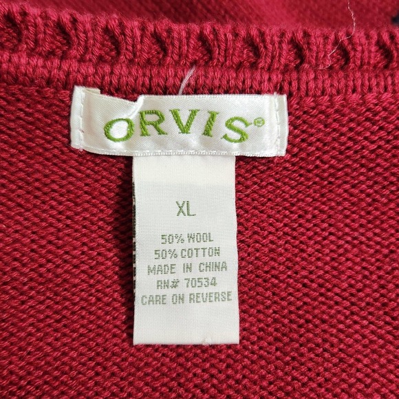 Orvis Womens Pullover Sweater Size XL Red Wool Blend Long Sleeve Aztec Indian - Picture 5 of 7